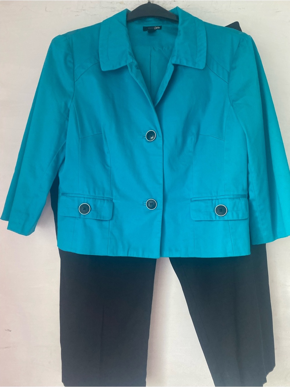East 5th Teal Cropped Button-Front Blazer S M